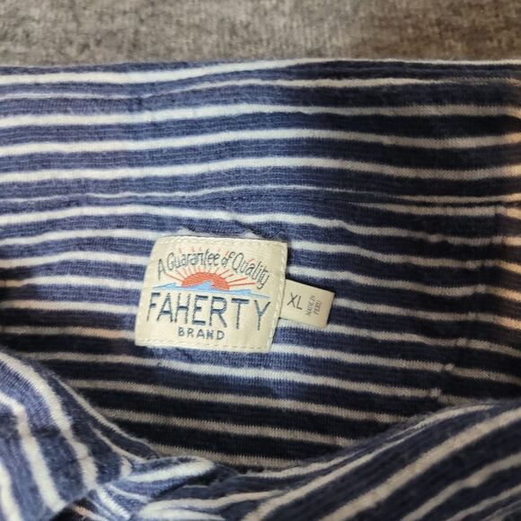 Men's Striped Polo Shirt - BlueFaherty Polo Shirt Men's Size XL Long Sleeve - Picture 4 of 8